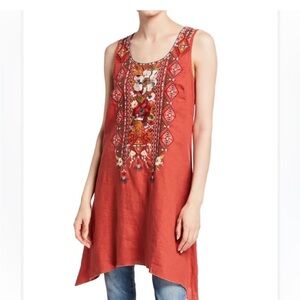 Johnny Was Beatriz Sleeveless Embroidered Linen Trapeze Tunic